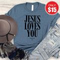 Jesus Loves You Tee - Heather Slate - 15 product image 1