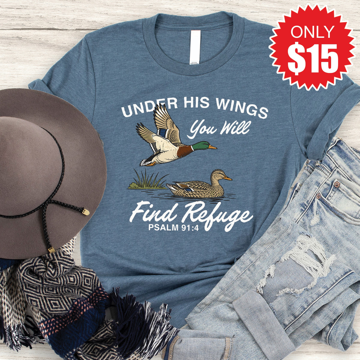 Under His Wings Tee - Heather Slate - 15 product image 1