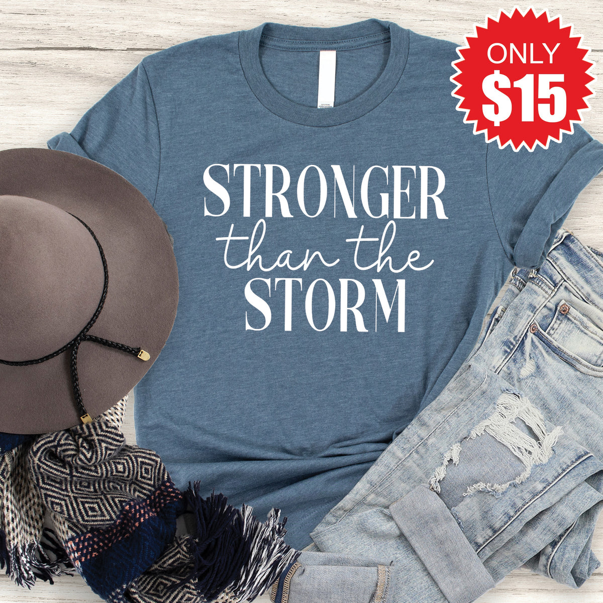 Stronger Than The Storm Tee - Heather Slate - 15 product image 1