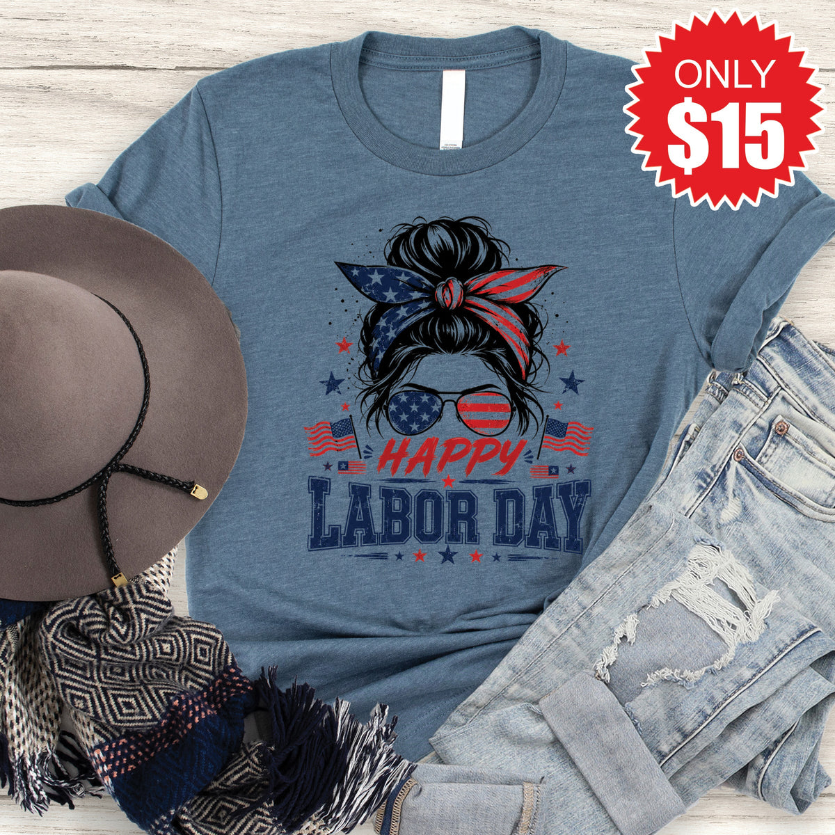 Happy Labor Day Tee - Heather Slate - 15 product image 1