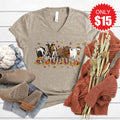 Cows Pumpkin V-Neck - Heather Stone - 15