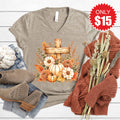 Cross And Pumpkins V-Neck - Heather Stone - 15
