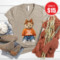 Fall For Jesus Teddy Bear V-Neck - Heather Stone - 15