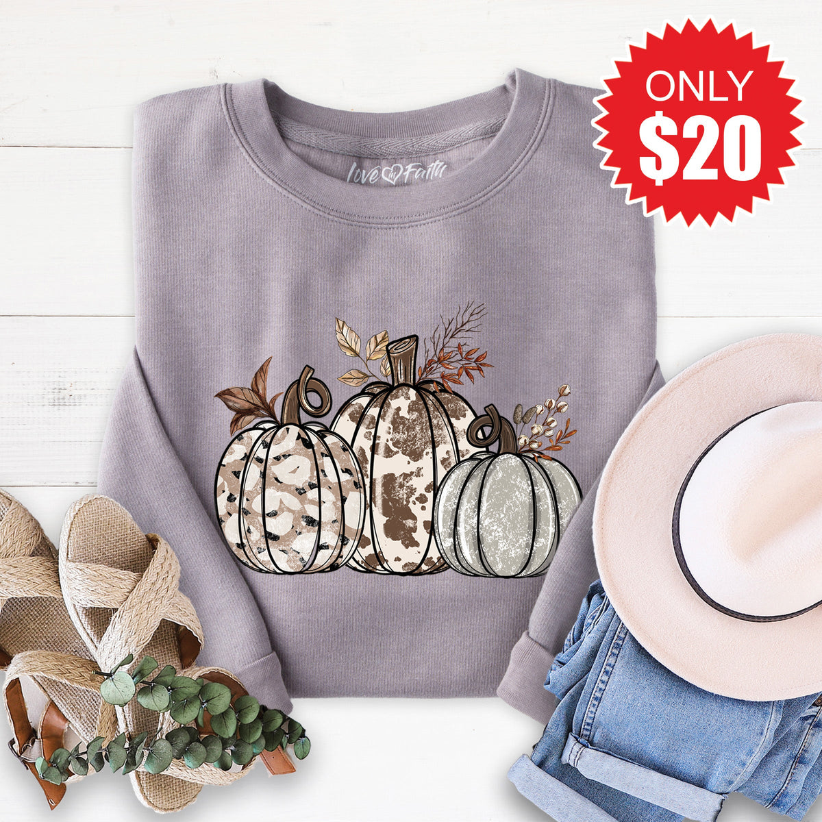 Pumpkin Trio Sweatshirt - Heather Storm - 20 product image 1