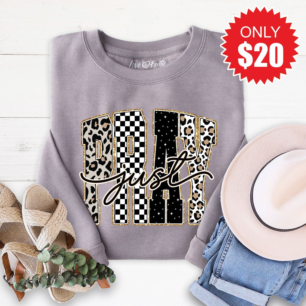 Just Pray Sweatshirt - Heather Storm - 20 product image 1