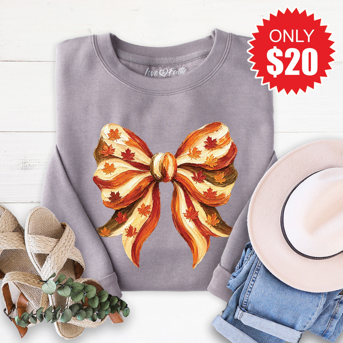 Fall Bow Sweatshirt - Heather Storm - 20 product image 1