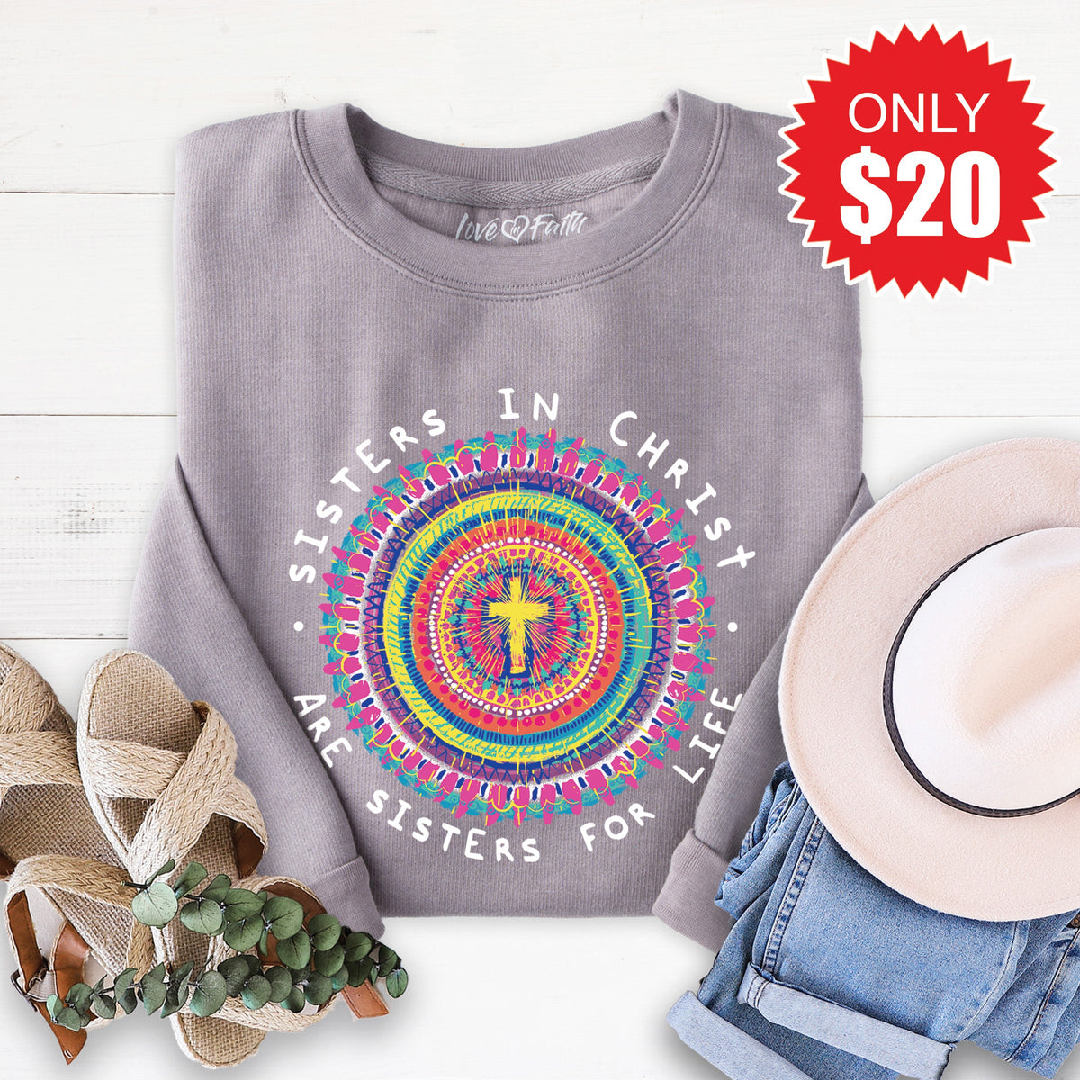 Sisters In Christ Sweatshirt - Heather Storm - 20 product image 1