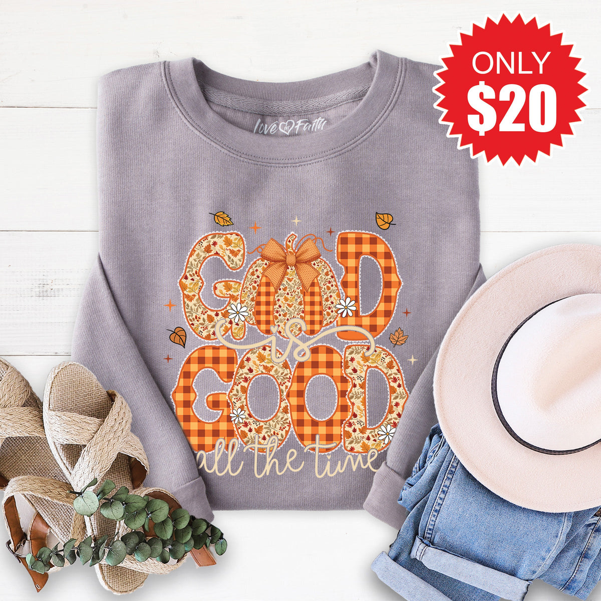 God is Good Fall Sweatshirt - Heather Storm - 20 product image 1