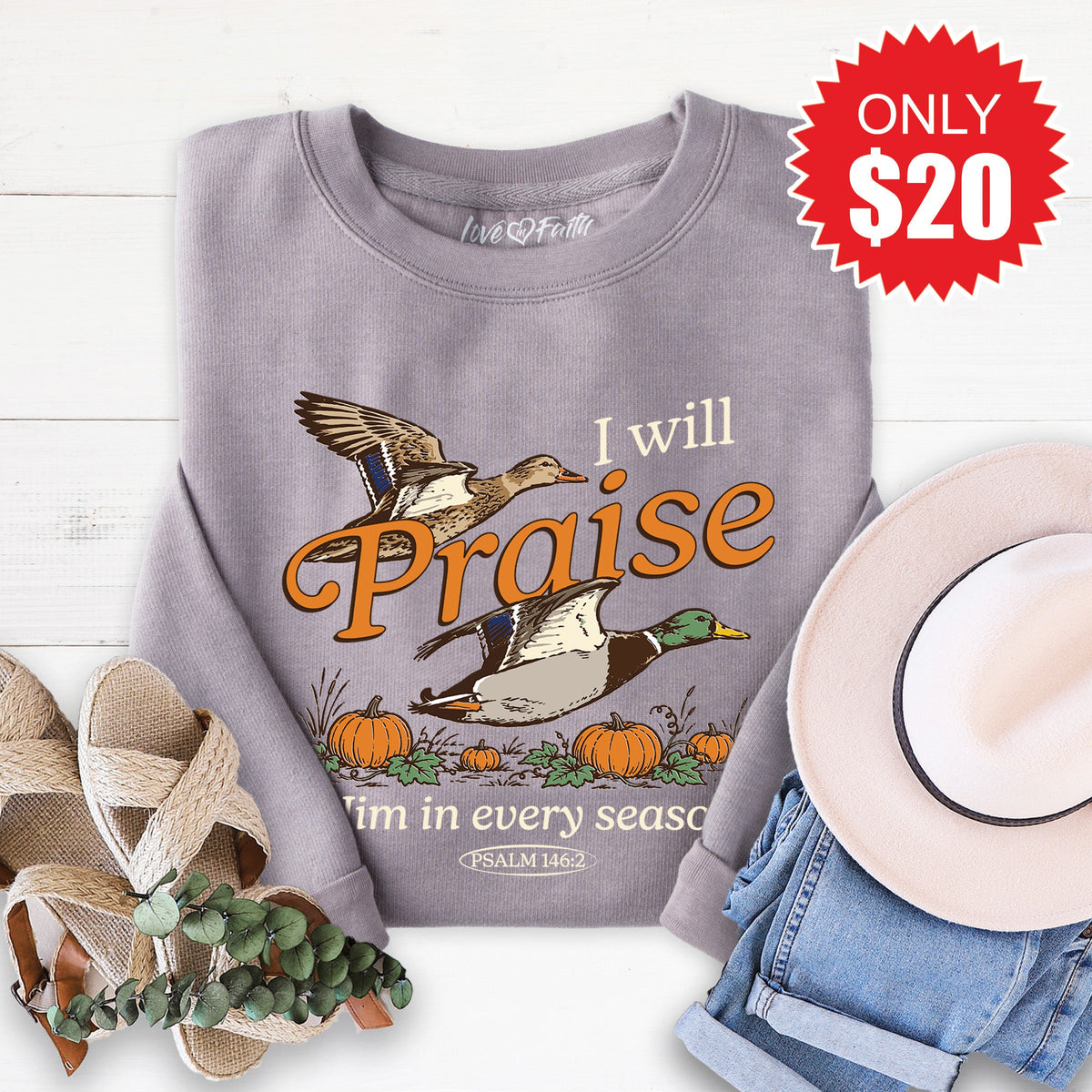 I Will Praise Him Sweatshirt - Heather Storm - 20 product image 1