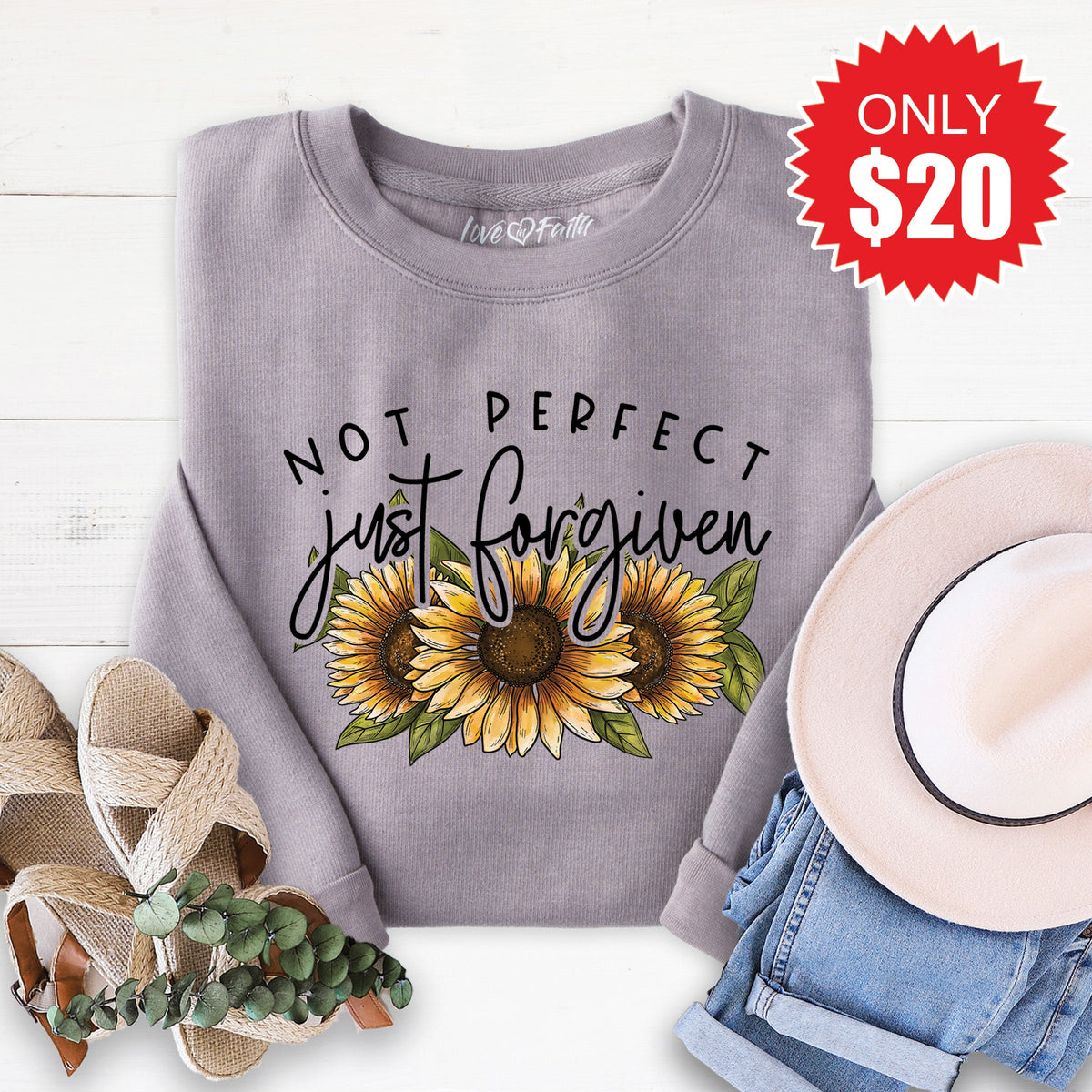 Not Perfect Just Forgiven Sweatshirt - Heather Storm - 20 product image 1