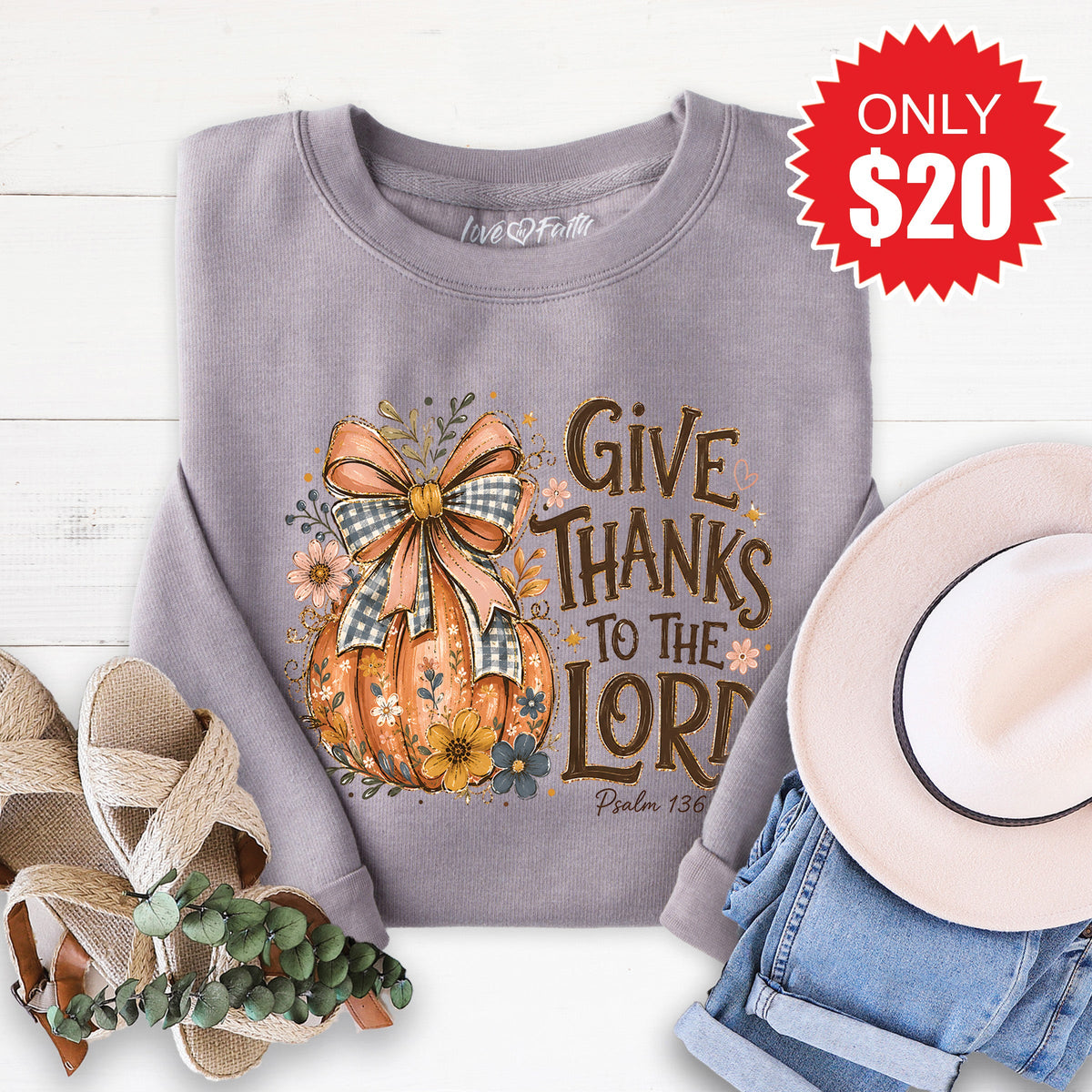 Give Thanks Sweatshirt - Heather Storm - 20 product image 1