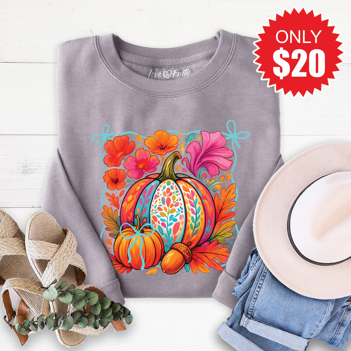 Pumpkins Sweatshirt - Heather Storm - 20 product image 1