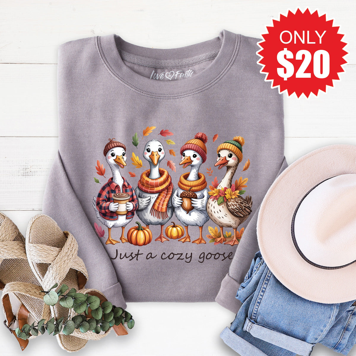 Cozy Goose Sweatshirt - Heather Storm - 20 product image 1