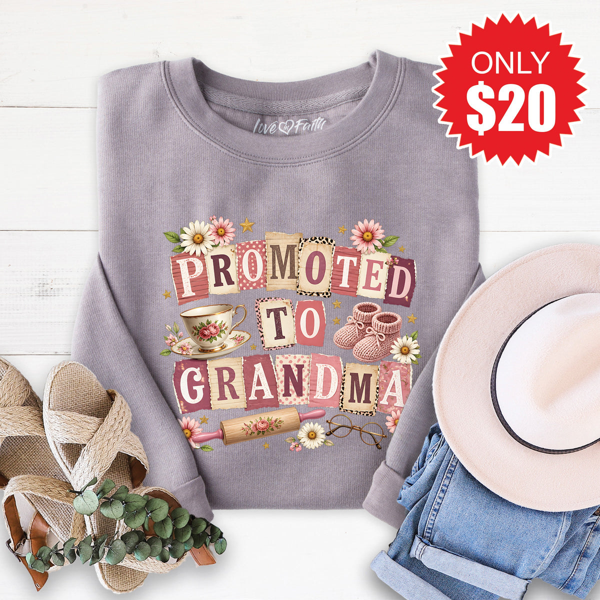 Promoted To Grandma Sweatshirt - Heather Storm - 20 product image 1