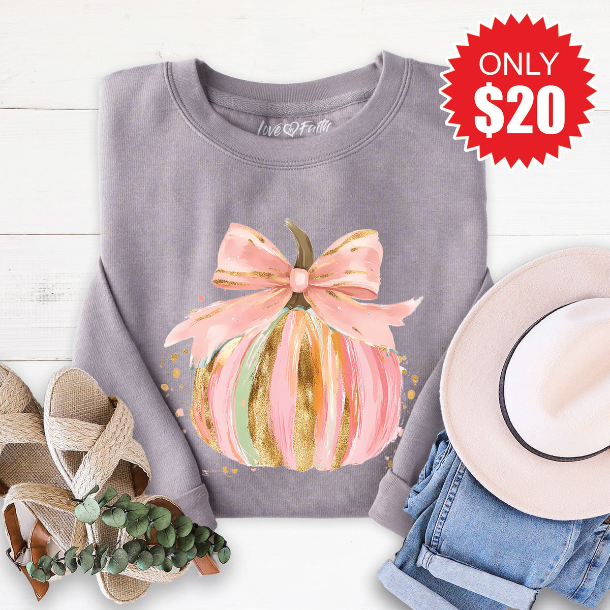 Pink Pumpkin Sweatshirt - Heather Storm - 20 product image 1