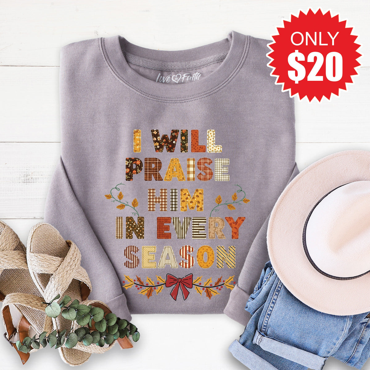 Praise Him Sweatshirt - Heather Storm - 20 product image 1