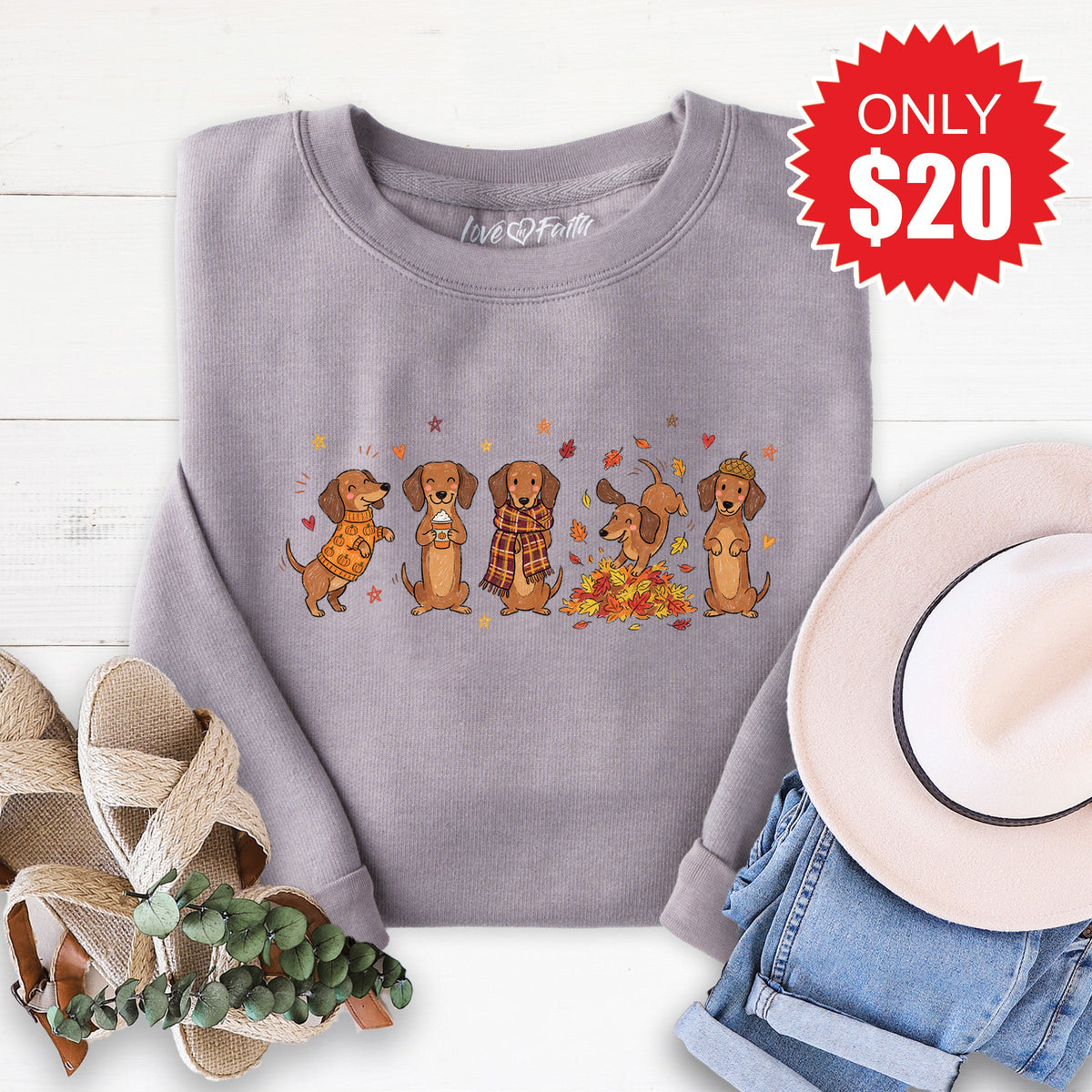 Fall Dachshund Sweatshirt - Heather Storm - 20 product image 1