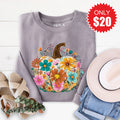 Pumpkin Boho Floral Sweatshirt - Heather Storm - 20 product image 1