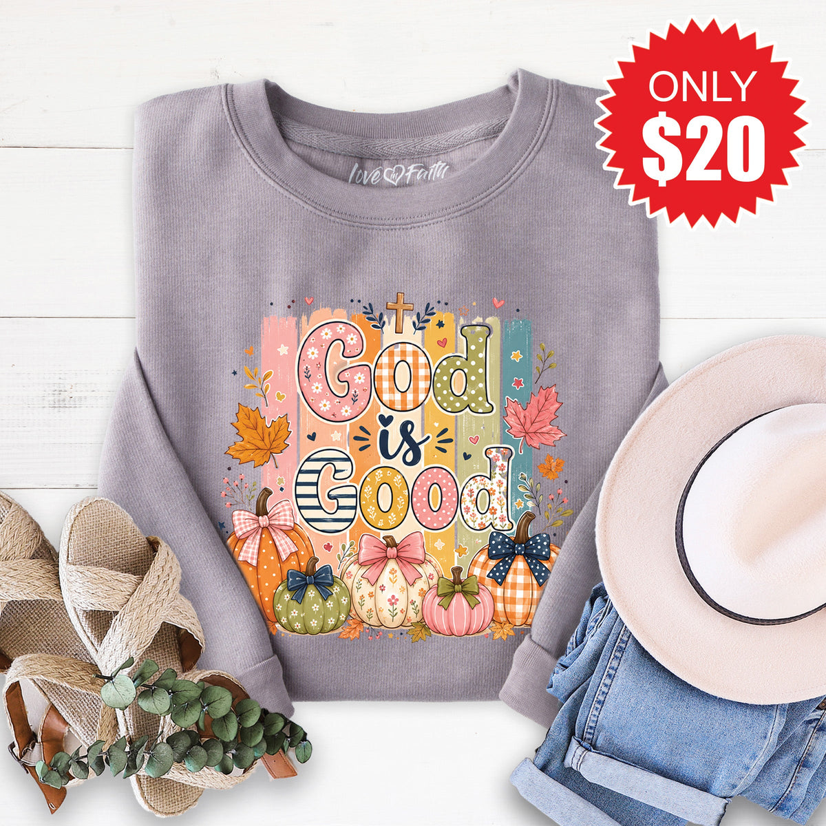 God Is Good Sweatshirt - Heather Storm - 20 product image 1