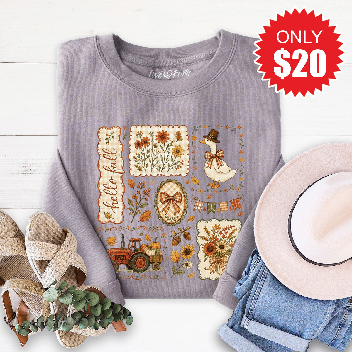 Hello Fall Sweatshirt - Heather Storm - 20 product image 1
