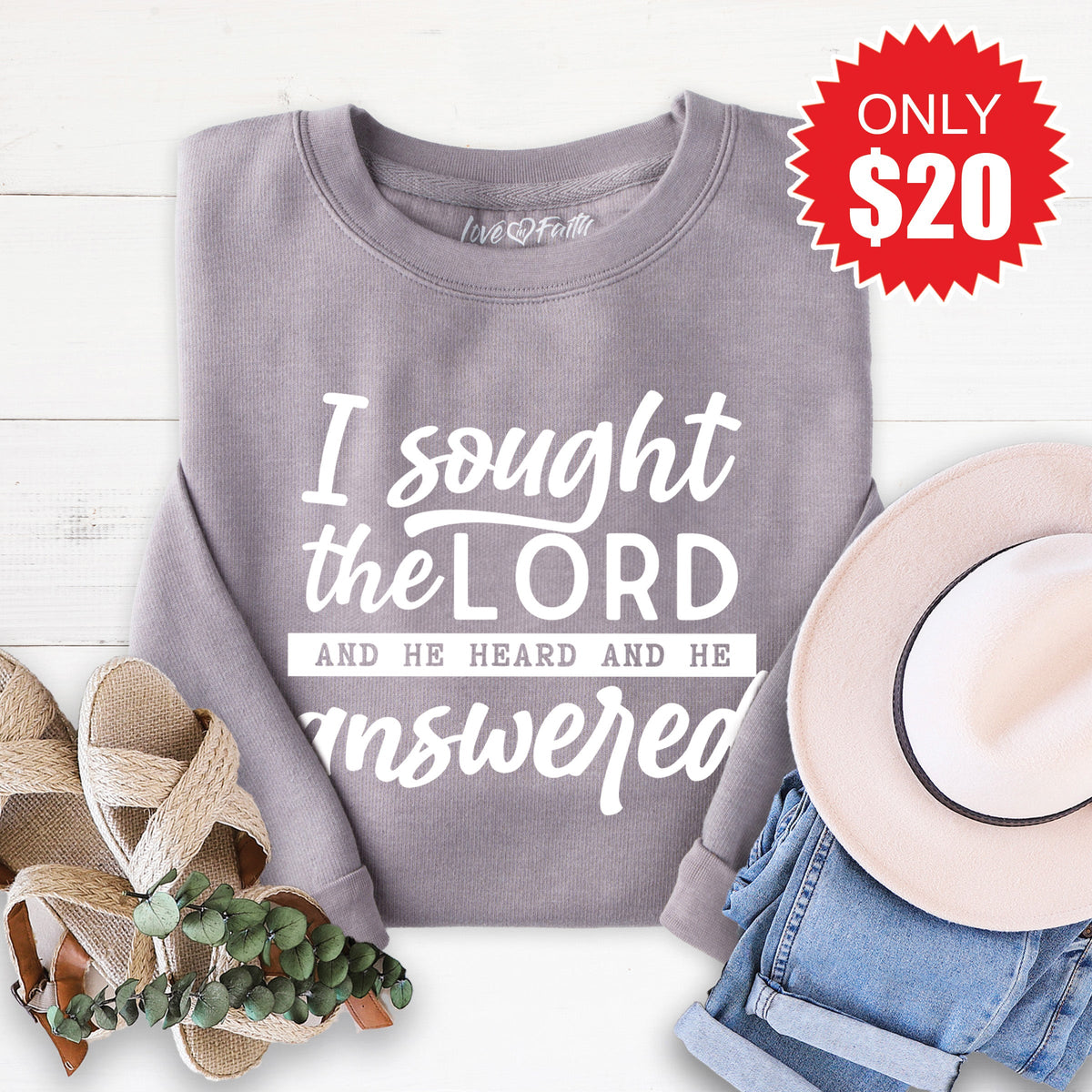 I Sought The Lord Sweatshirt - Heather Storm - 20 product image 1