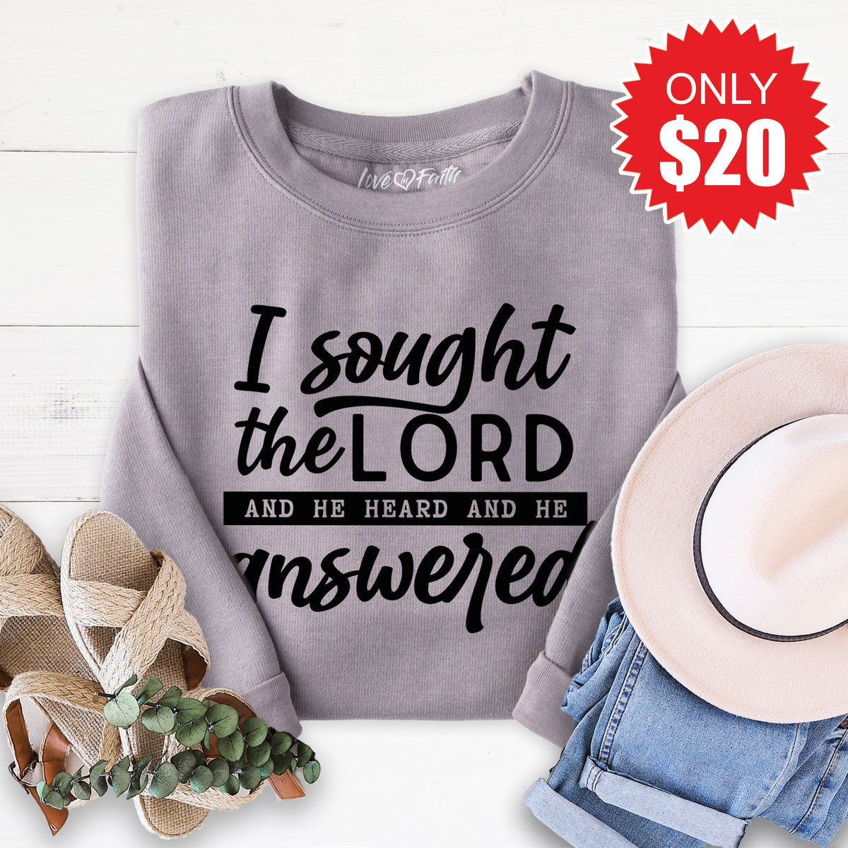 I Sought The Lord Sweatshirt - Heather Storm - 20 product image 1