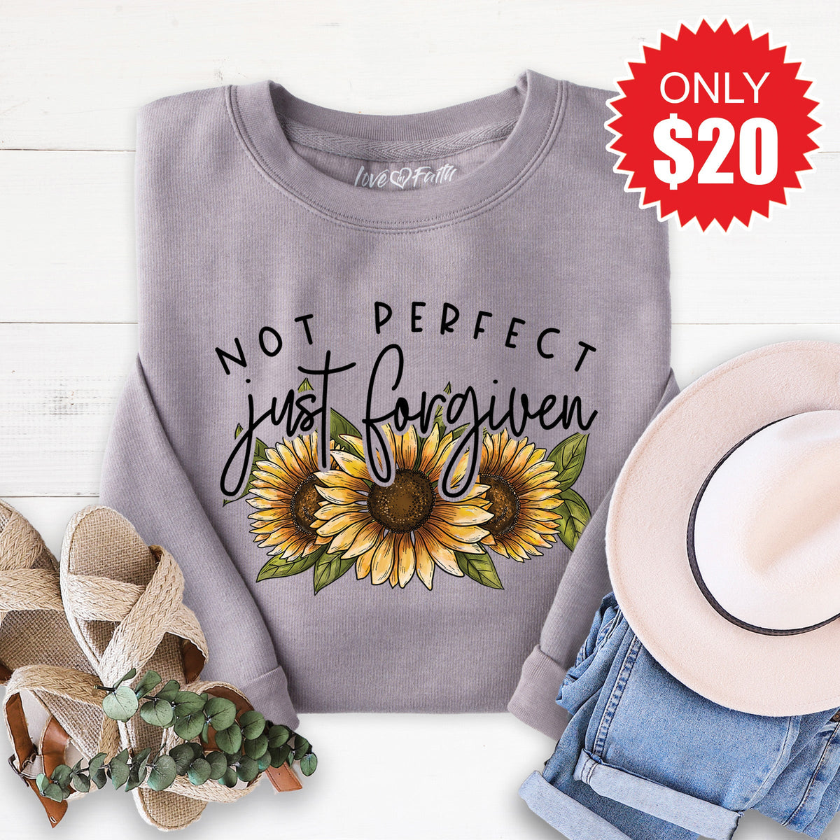 Not Perfect Just Forgiven Sweatshirt - Heather Storm - 20 product image 1