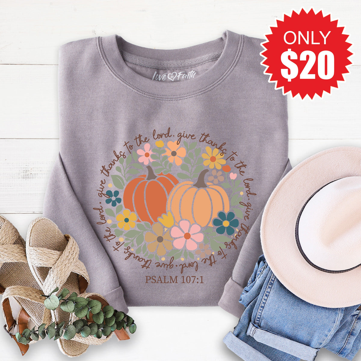 Give Thanks Sweatshirt - Heather Storm - 20 product image 1