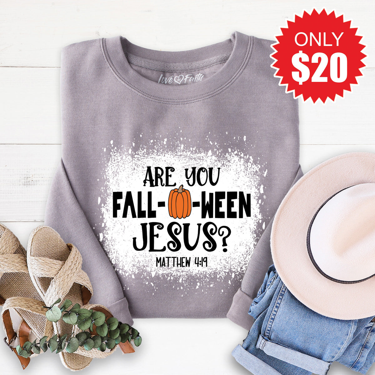 Are You Fall-O-Ween Jesus Sweatshirt - Heather Storm - 20 product image 1