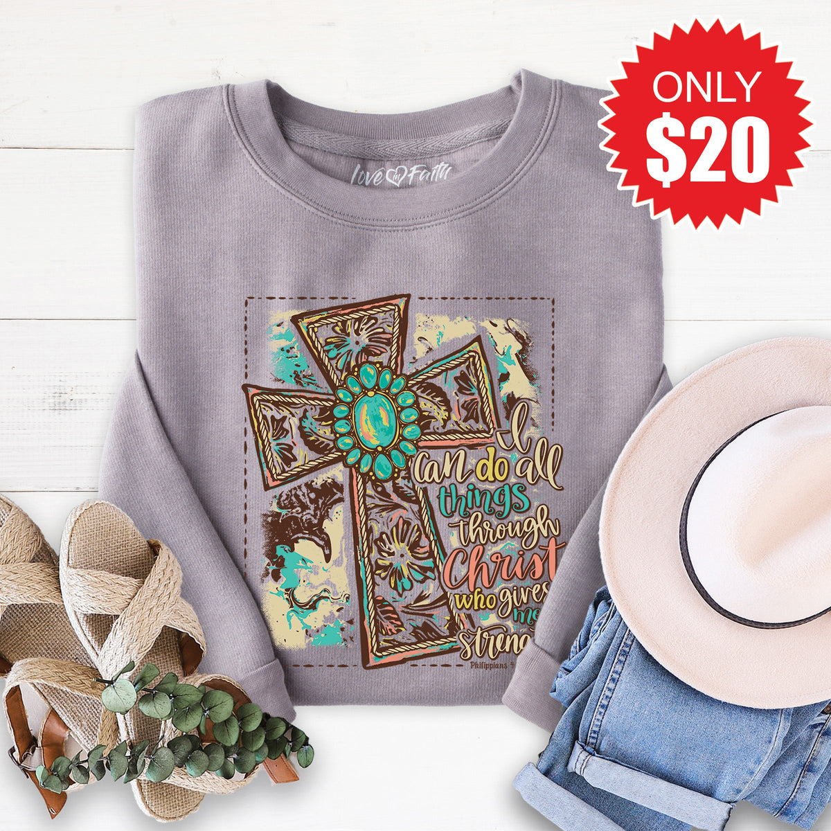 Through Christ Sweatshirt - Heather Storm - 20 product image 1