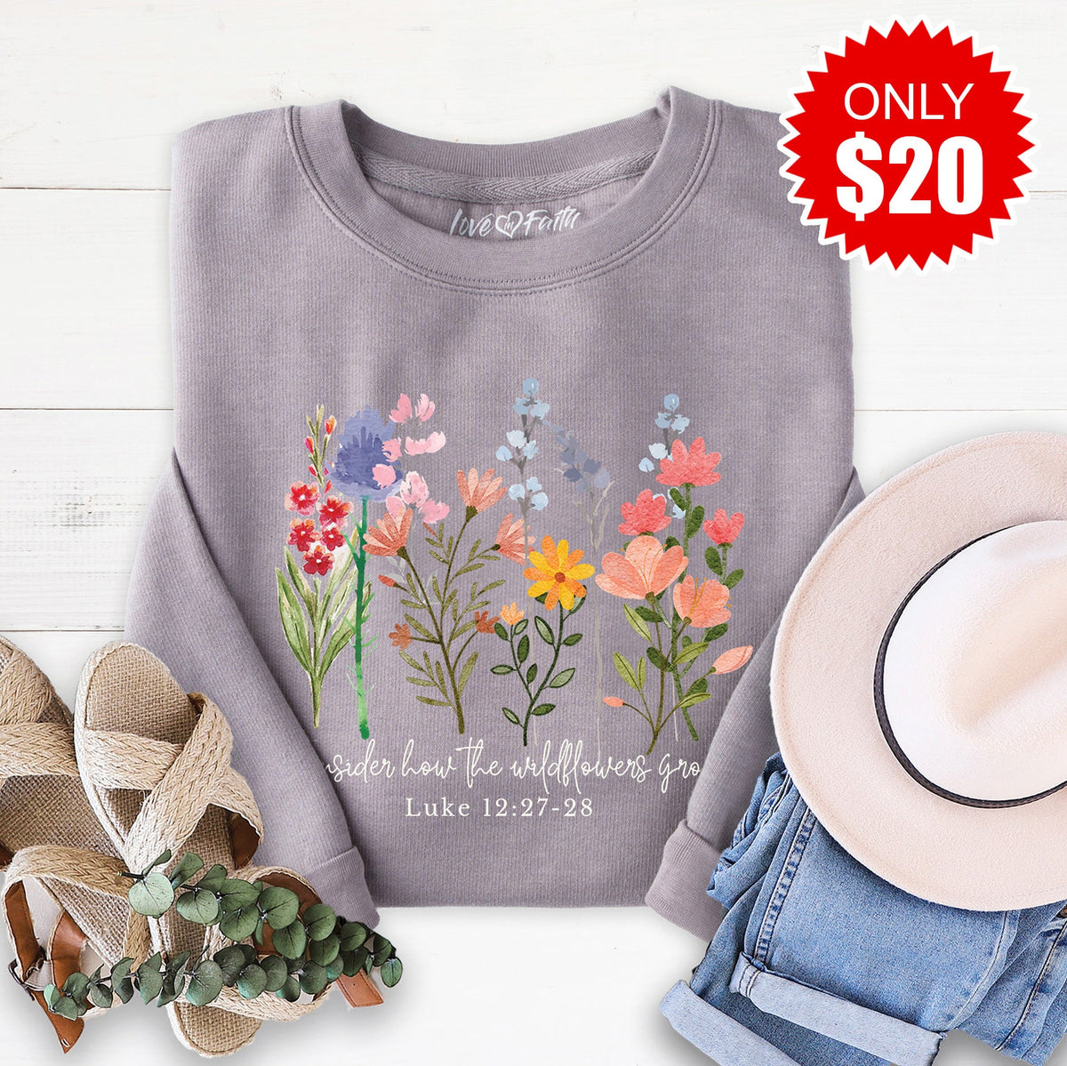 Wild Flowers Grow Sweatshirt - Heather Storm - 20 product image 1