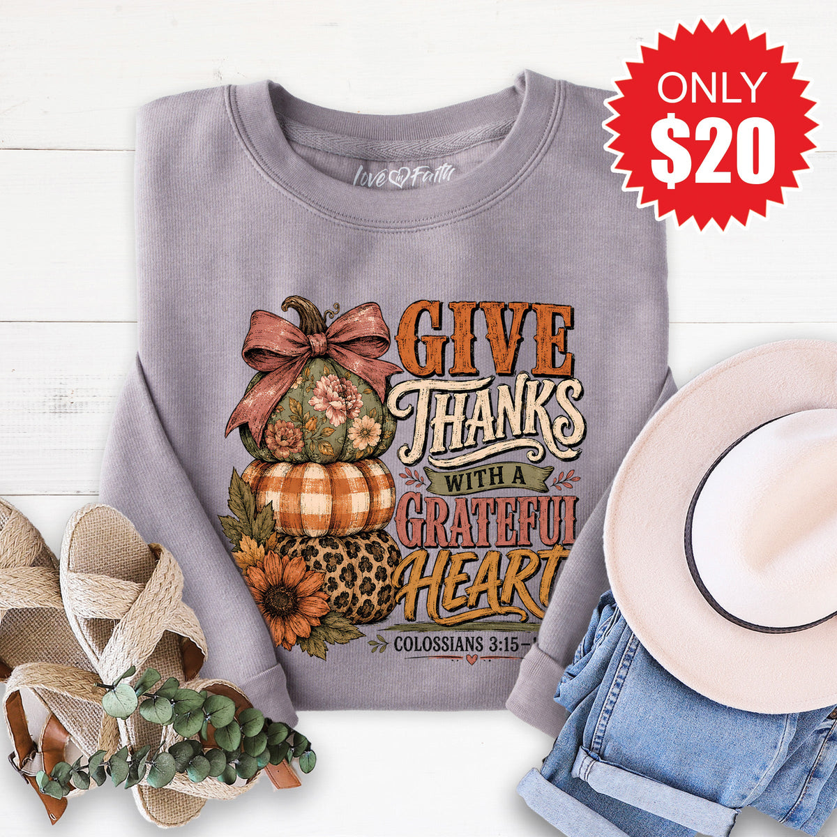 Give Thanks Sweatshirt - Heather Storm - 20 product image 1