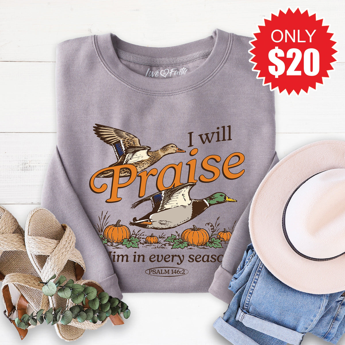 I Will Praise Him Sweatshirt - Heather Storm - 20 product image 1
