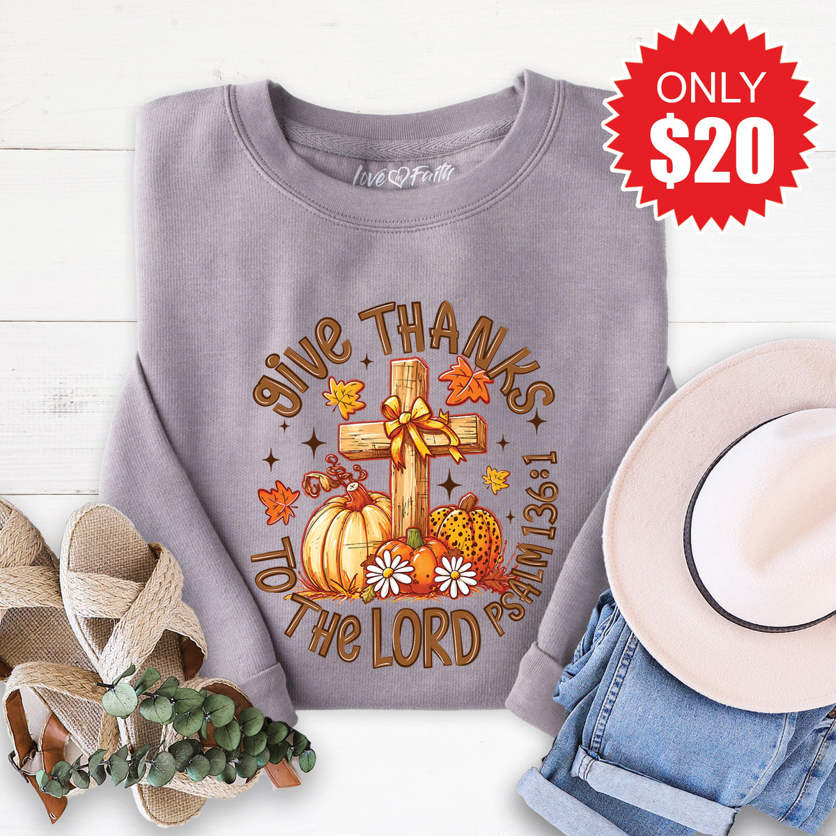 Give Thanks Sweatshirt - Heather Storm - 20 product image 1