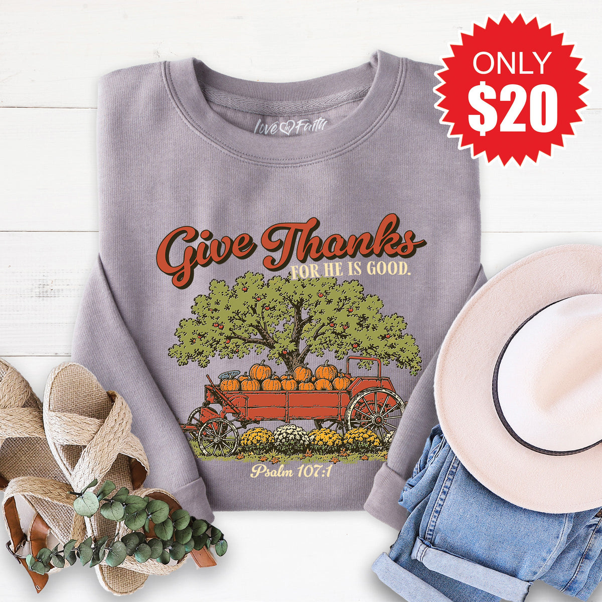 Give Thanks Sweatshirt - Heather Storm - 20 product image 1