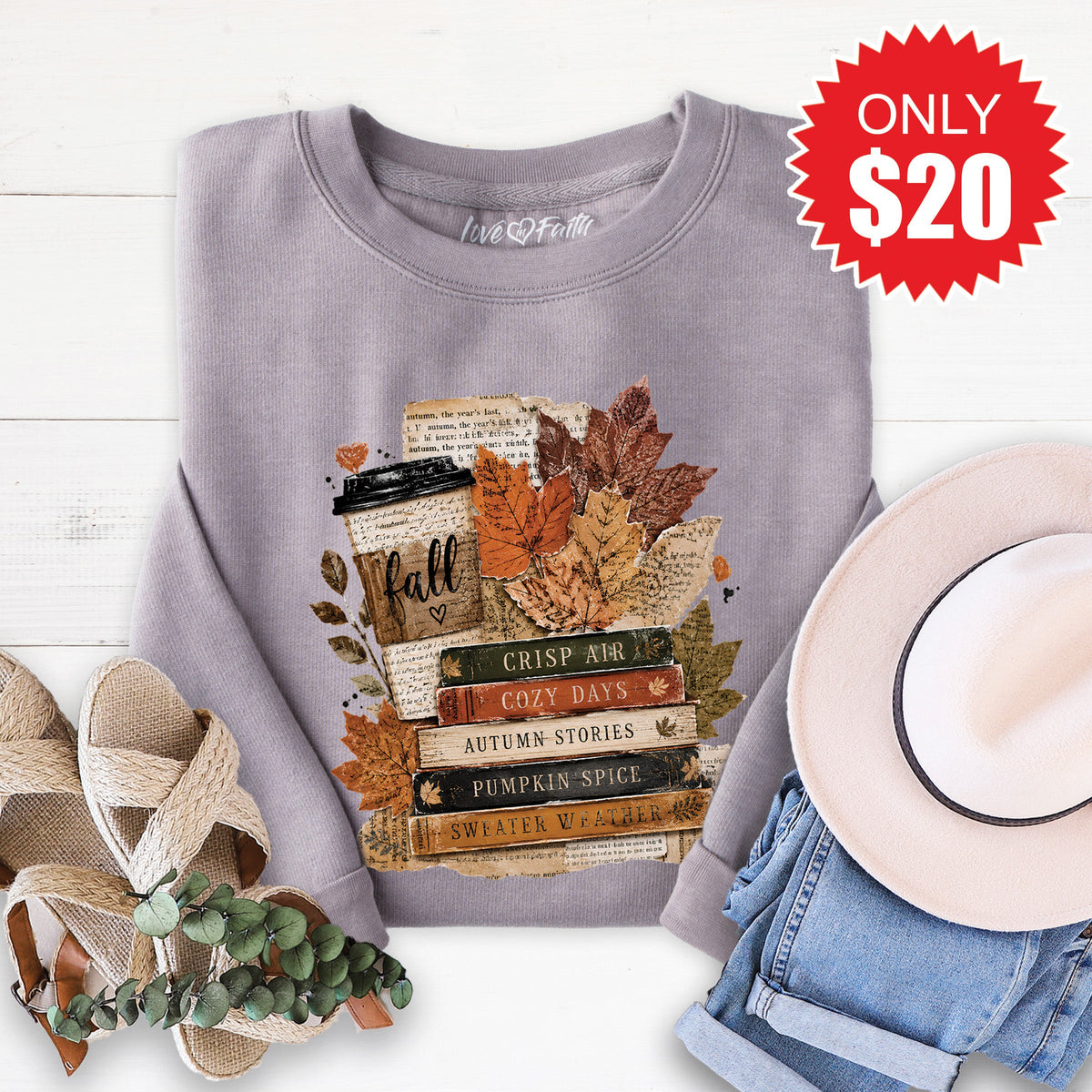 Fall Leaves Sweatshirt - Heather Storm - 20 product image 1
