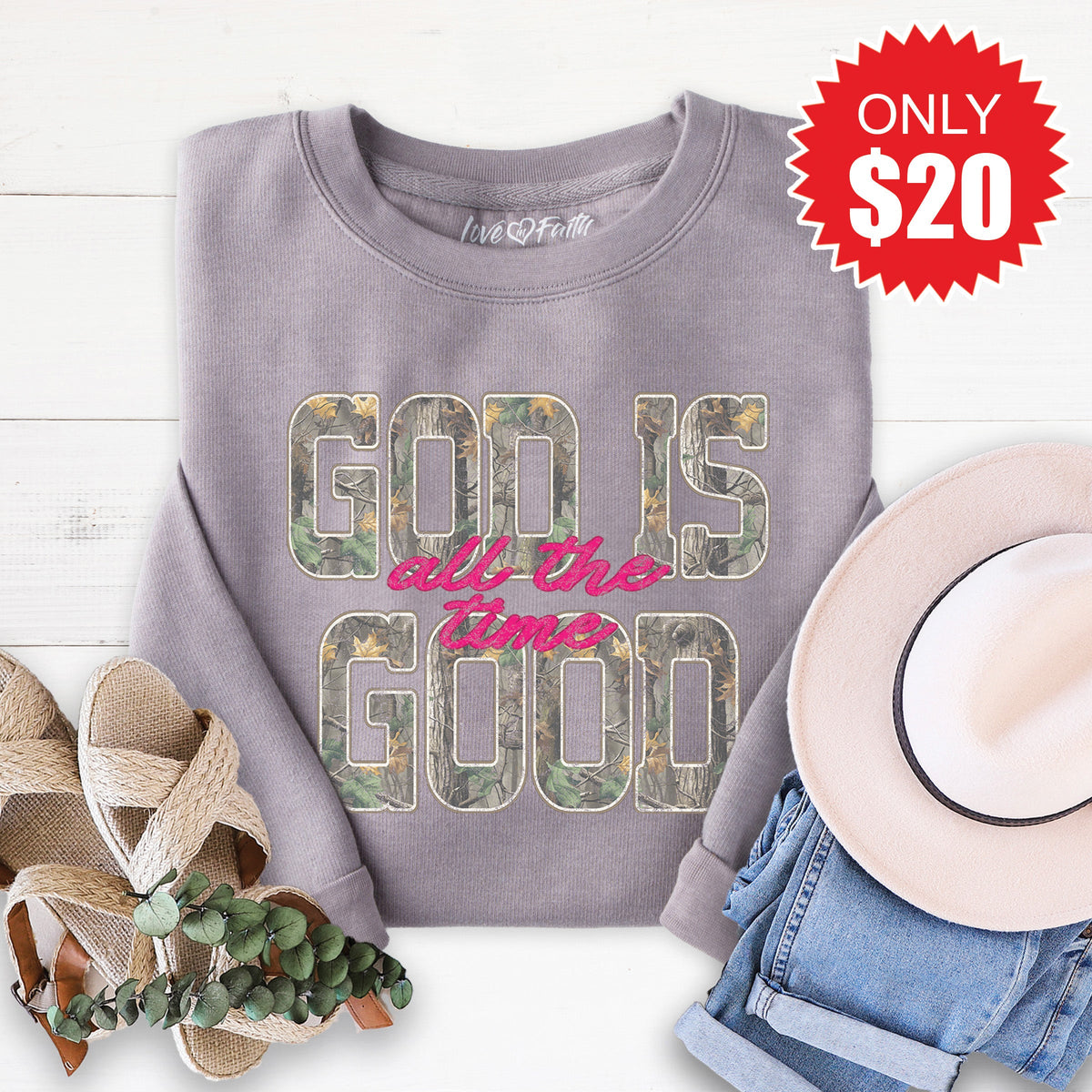 God Is Good Sweatshirt - Heather Storm - 20 product image 1