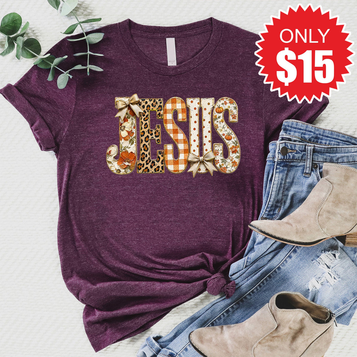 Jesus Tee - Heather Sugar Plum - 15 product image 1