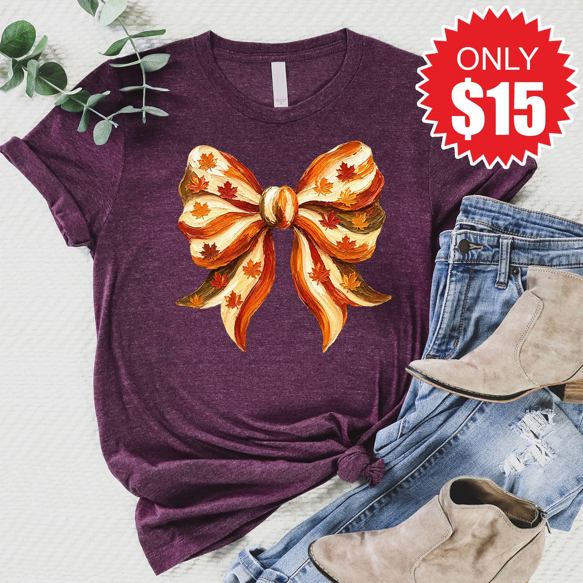 Fall Bow Tee - Heather Sugar Plum - 15 product image 1