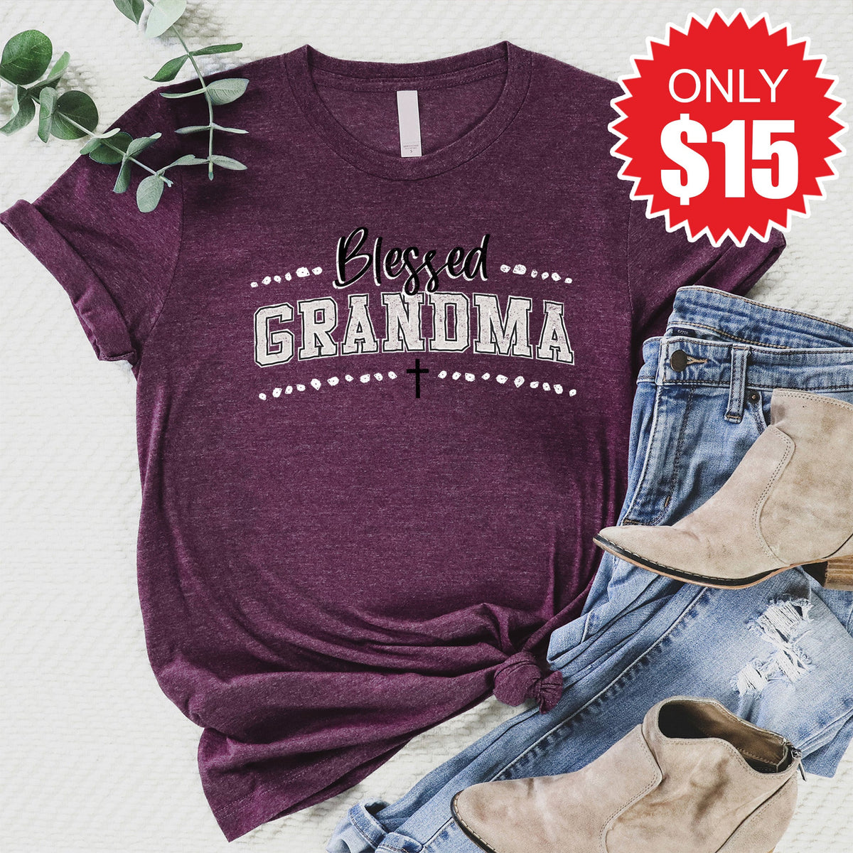 Blessed Grandma Tee - Heather Sugar Plum - 15 product image 1