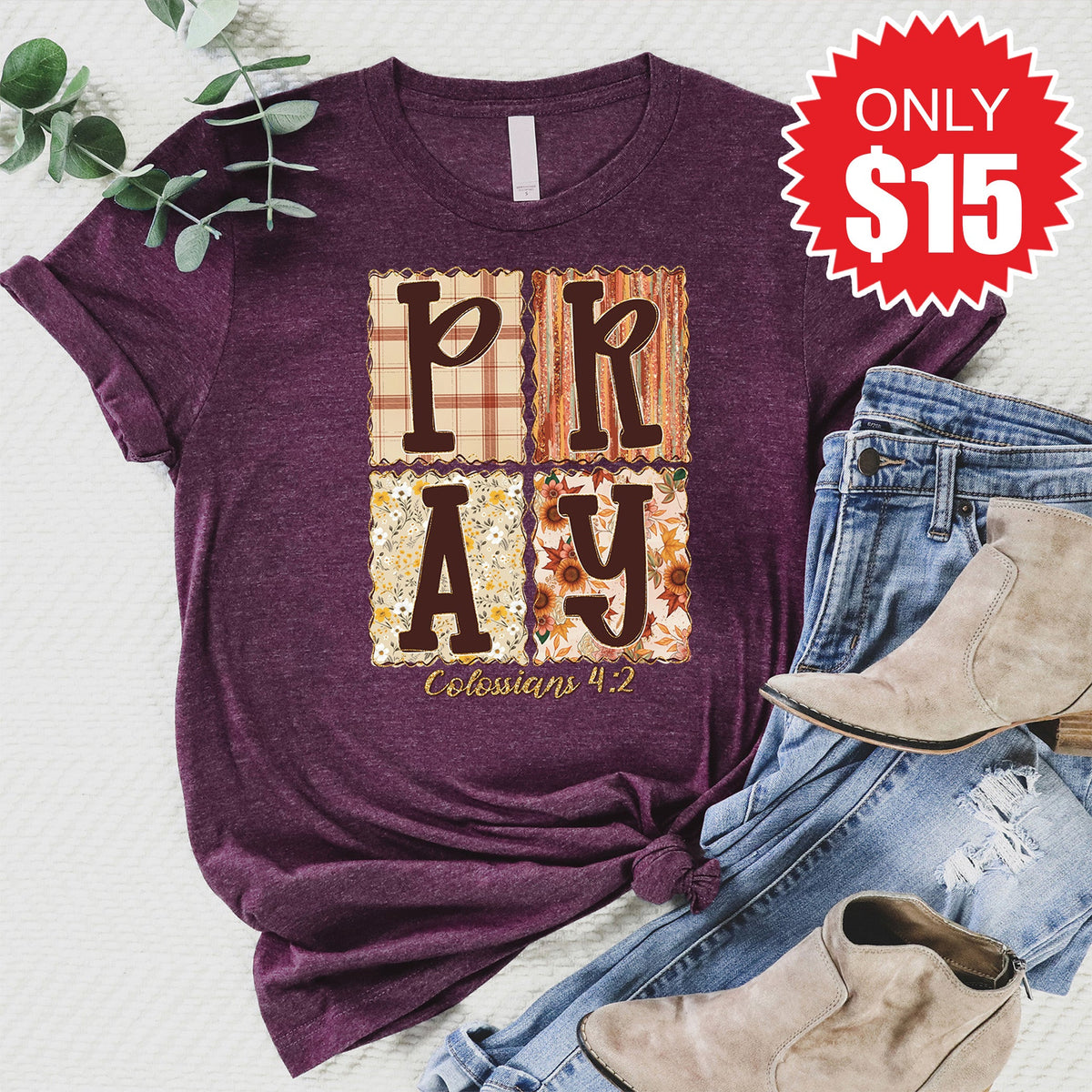 Pray Tee - Heather Sugar Plum - 15 product image 1