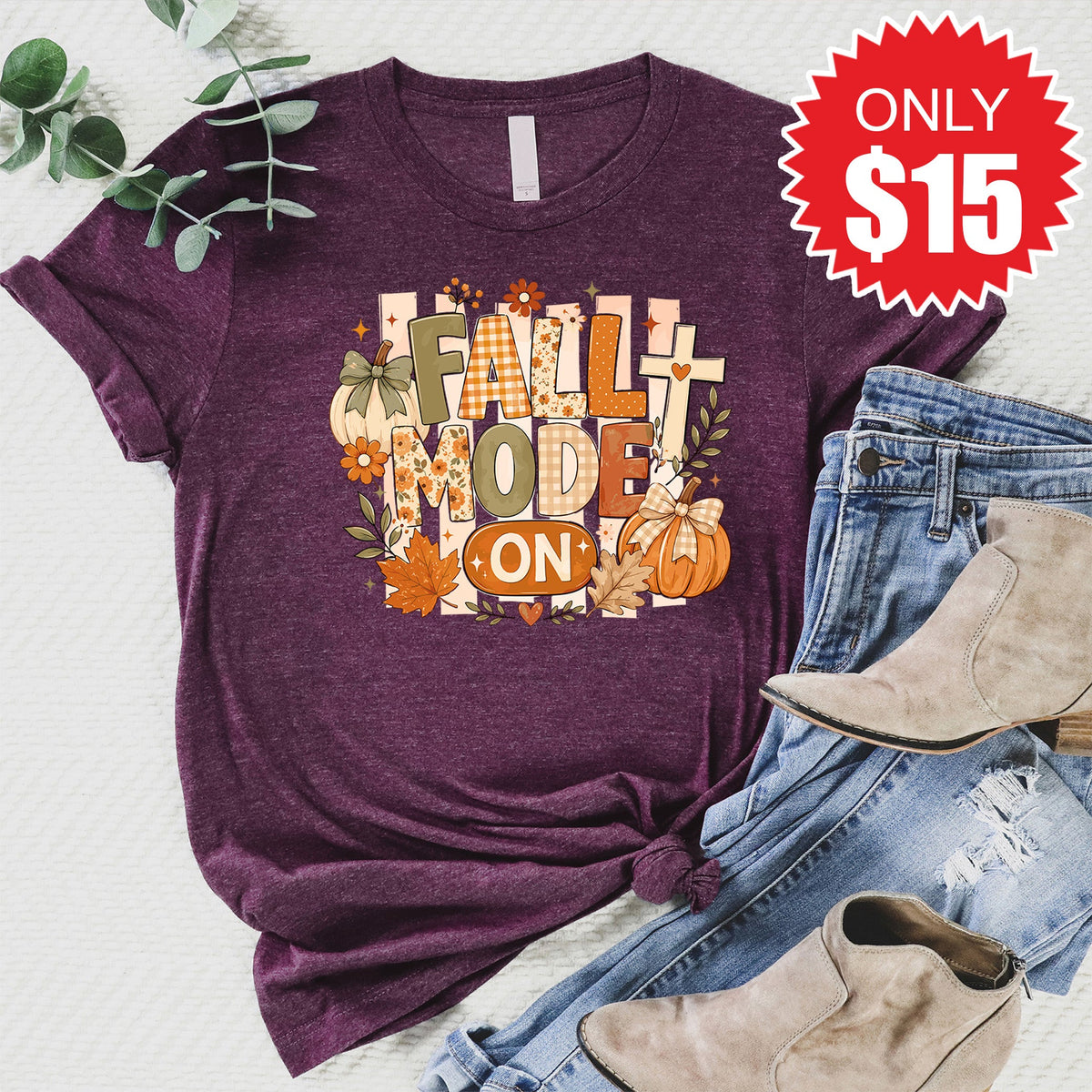 Fall Mode On Tee - Heather Sugar Plum - 15 product image 1