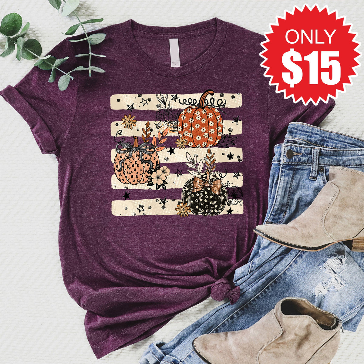 Pumpkins Tee - Heather Sugar Plum - 15 product image 1