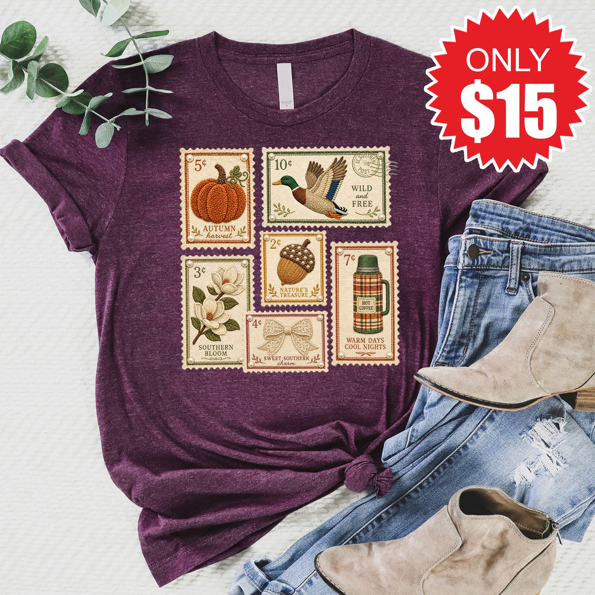 Fall Stamps Tee - Heather Sugar Plum - 15 product image 1