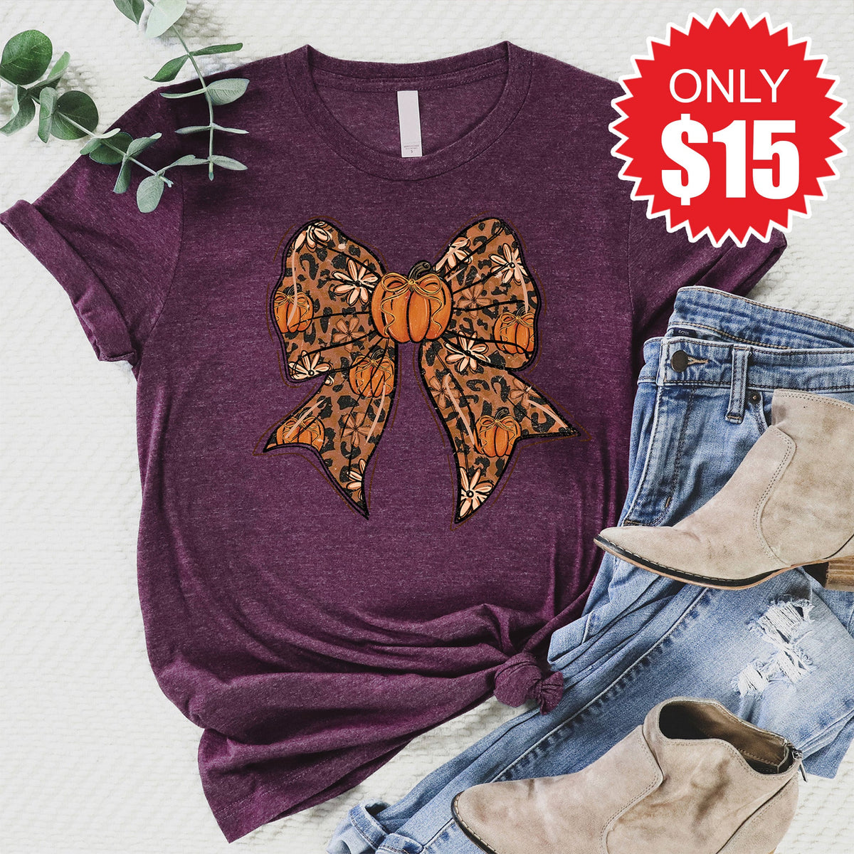 Pumpkin Bow Tee - Heather Sugar Plum - 15 product image 1