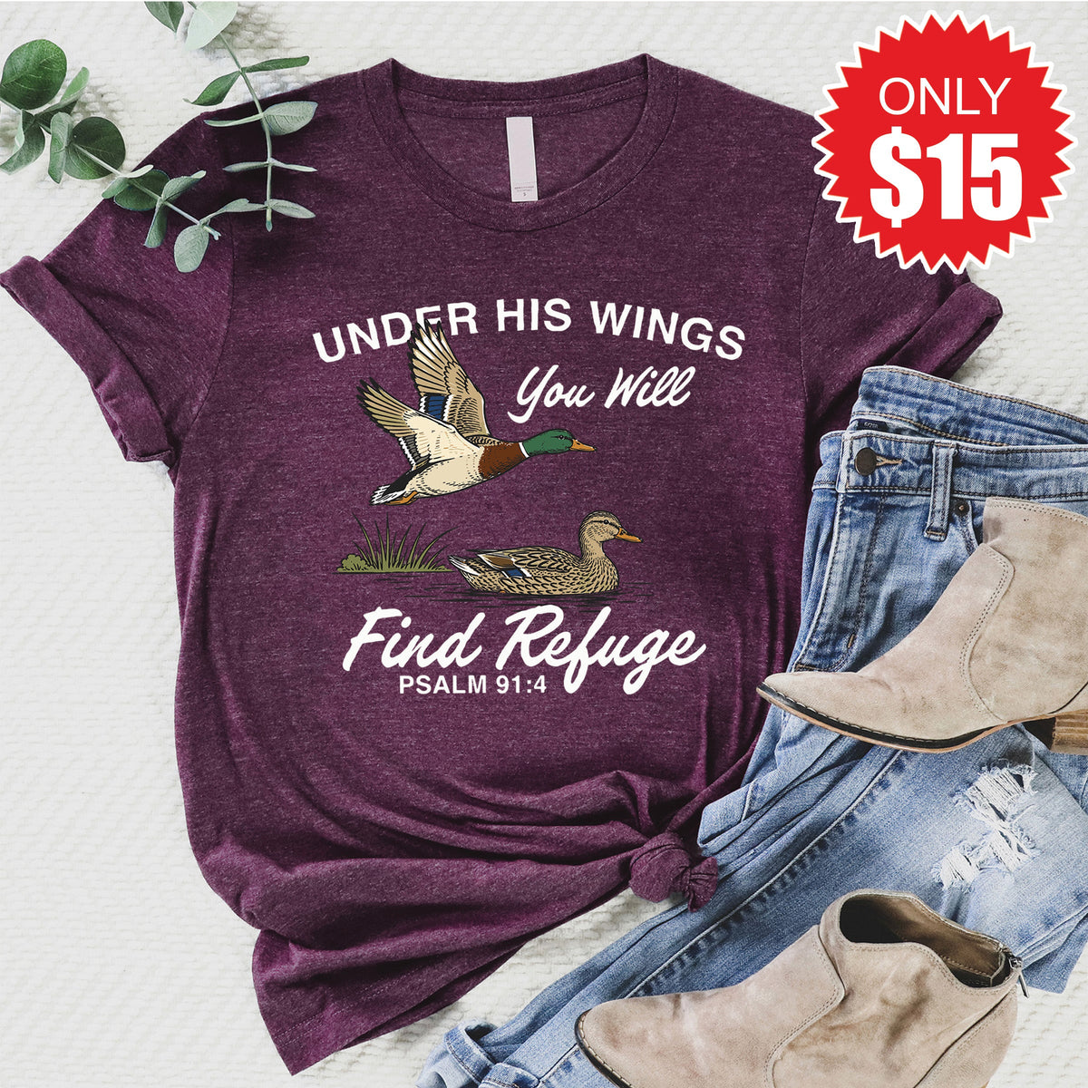 Under His Wings Tee - Heather Sugar Plum - 15 product image 1