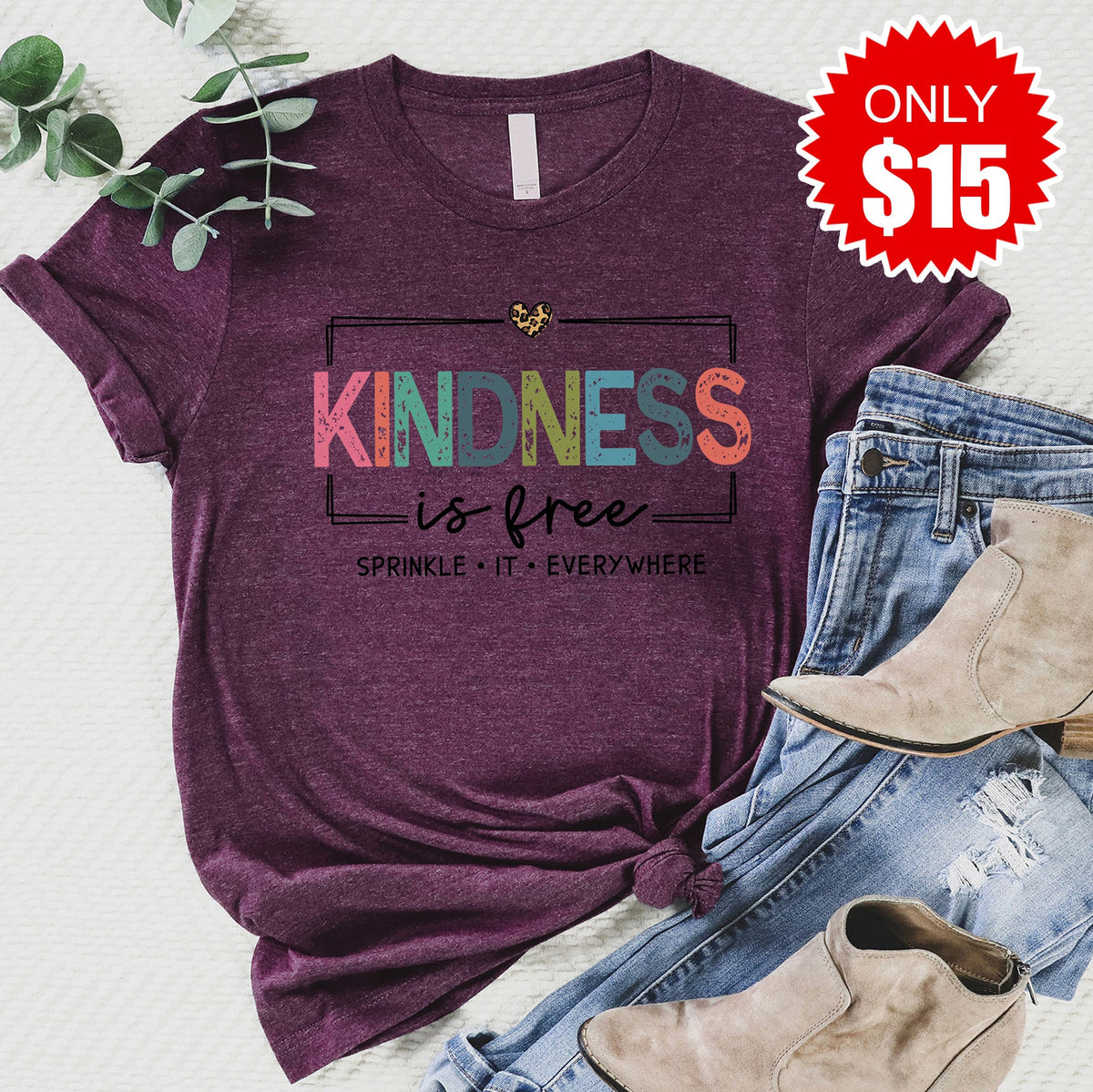 Kindness is Free Tee - Heather Sugar Plum - 15 product image 1