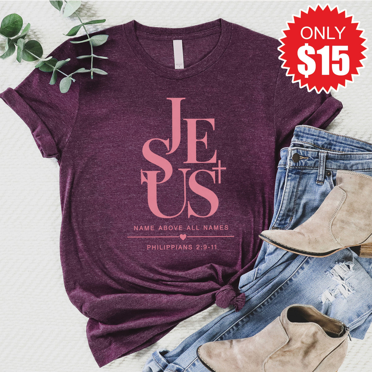 Jesus Tee - Heather Sugar Plum - 15 product image 1
