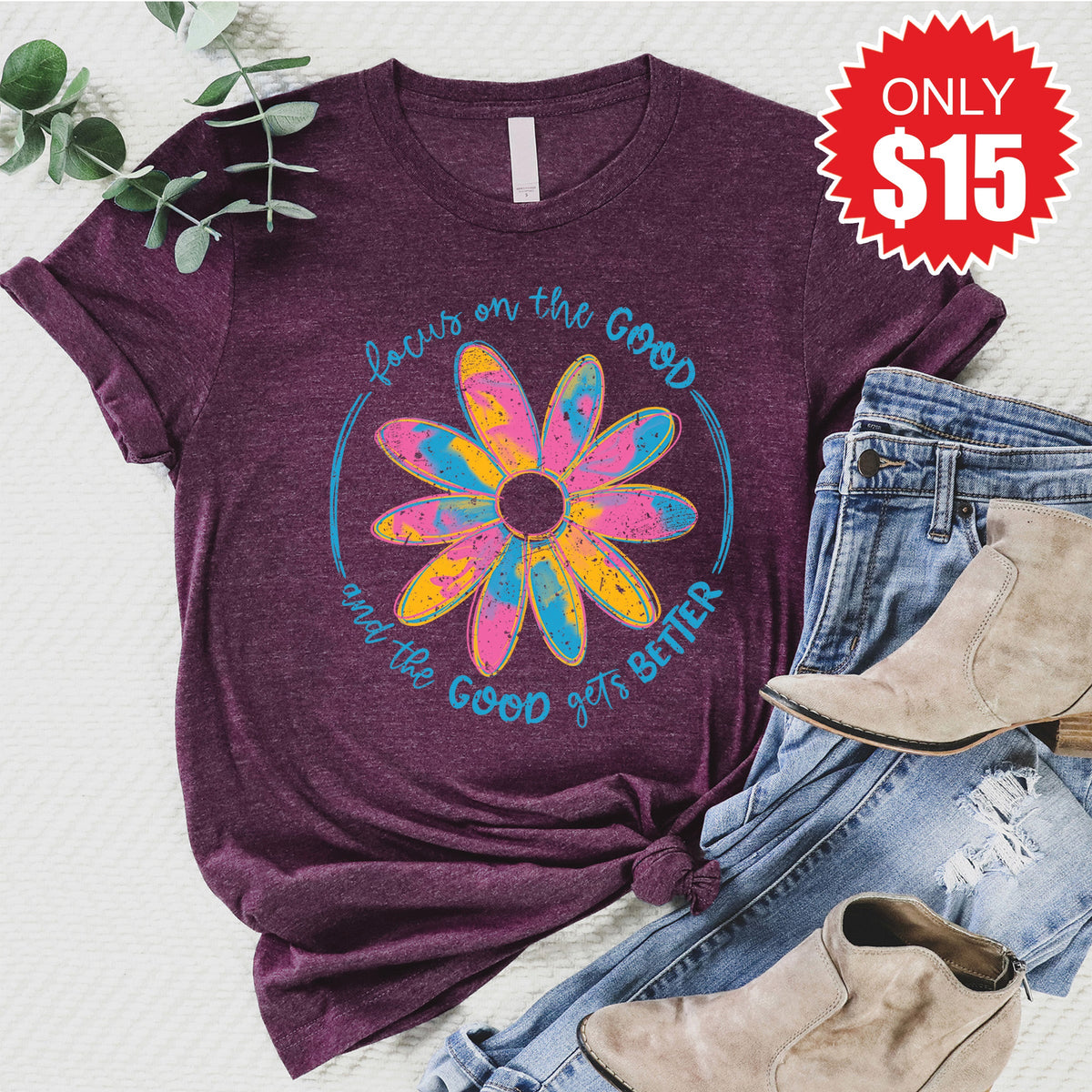 Focus On The Good Tee - Heather Sugar Plum - 15 product image 1