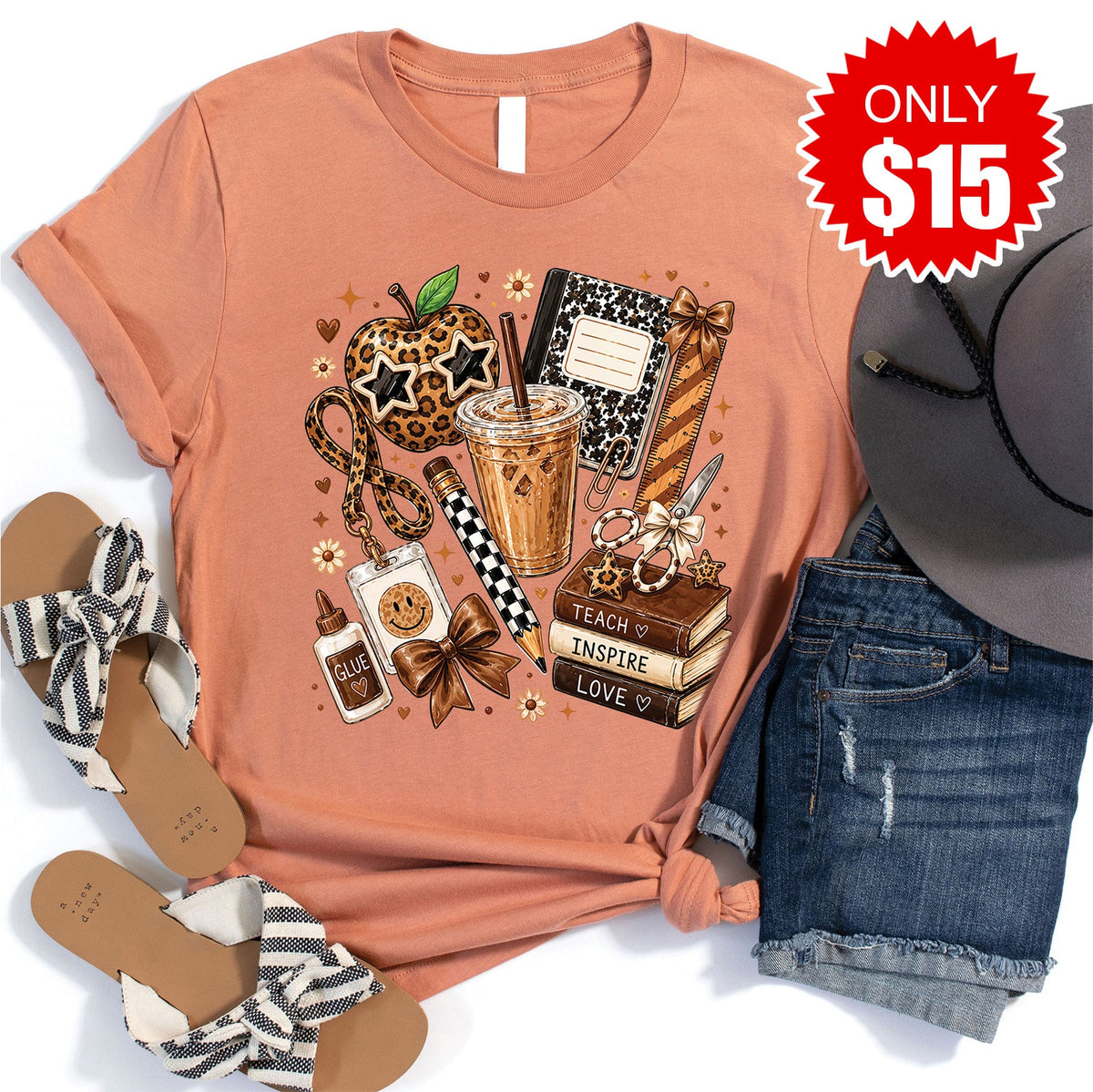 Teach Inspire Love Tee - Heather Terracotta - 15 product image 1